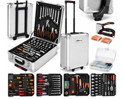 SMH LINE Gereedschapskoffer XXL - 1900 delig - Gereedschapstrolley - Aluminium trolley met wielen