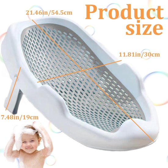 Babybad stoel - Ligstoel baby - Veilig badderen - Opvouwbaar ontwerp - 0-24 maanden - Grijs — afbeelding 3