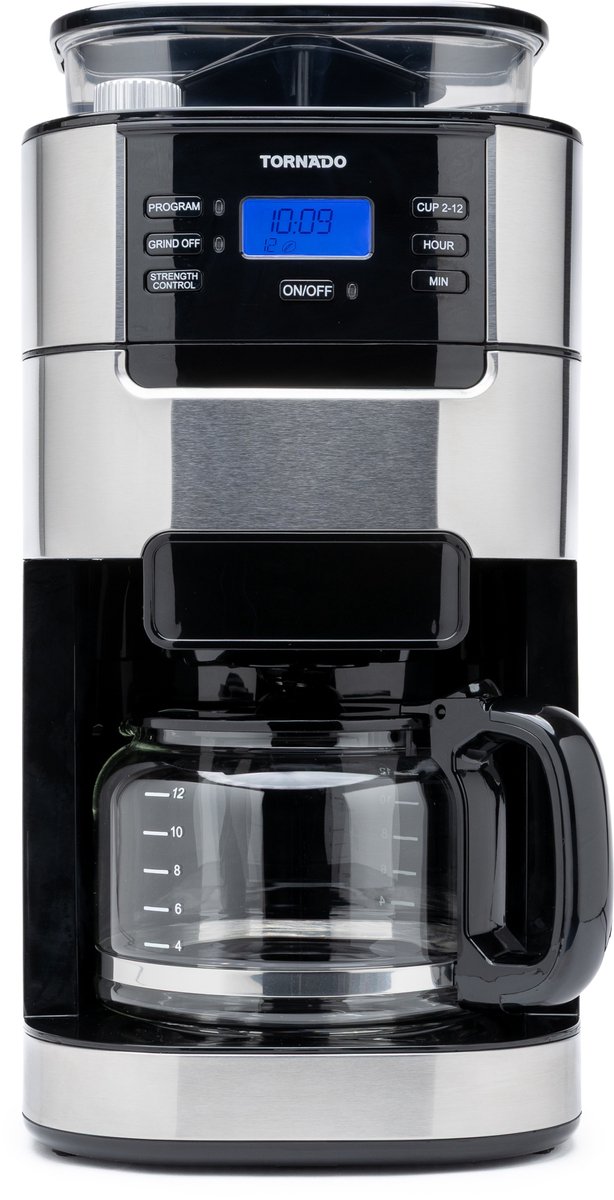Tornado TCM-1025A-GS - Koffiezetapparaat met Bonenmaler - 1.5L - 12 Kopjes - Timer thumbnail 7