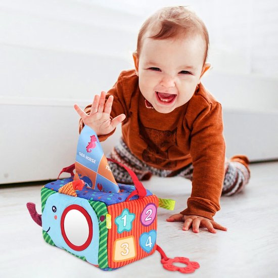 Baby Zakdoekjes Doos - Educatief Speelgoed - Interactief Leren - Stimuleert Fijne Motoriek - 20 x 15 x 14 cm — afbeelding 4