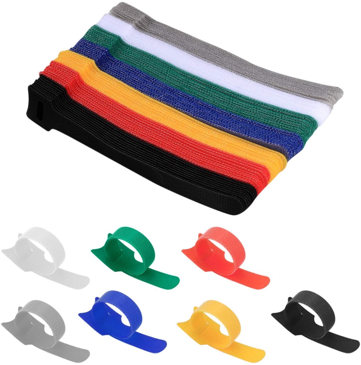 aladdien - Kabelbinders met Klittenbandsluiting - Herbruikbaar en Organisatorisch - 70 Stuks - Nylon - Ideaal Voor Thuis en Kantoor - Diverse Kleuren
