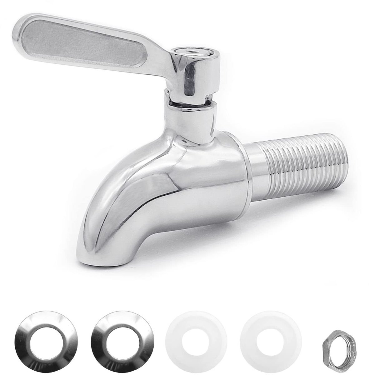 aladdien - 304 Roestvrijstalen Waterdispenser - Drinkfontein Tapkraan - Voor Biervat en Sap - 16 mm - Geschikt voor Diverse Containers