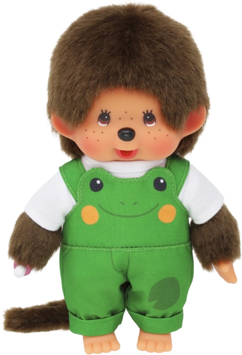 Monchhichi knuffel jongen tuinbroek kikker pop 20cm speelgoed.