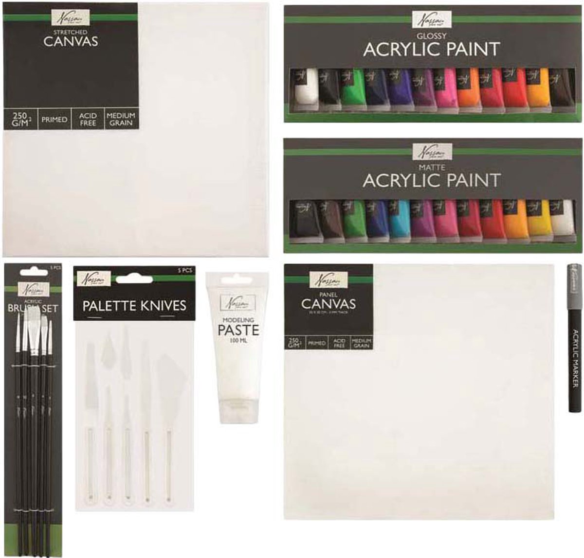 Acrylverf Set 38pcs - Starterset - Acrylverf - Penselen - Canvasdoeken - Modelleerpasta - Paletmessen - Acrylverf Marker Zwart - Geschikt voor hobbyartiest en ervaren kunstenaar — afbeelding 4