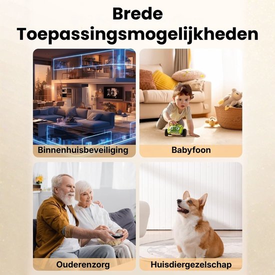 Indoor WiFi Beveiligingscamera, 2,4/5GHz WiFi-camera met AI-mens-/dierherkenning, bellen met één klik en OK-gebaar, 360° draaien en volgen, tweewegsaudio — afbeelding 5