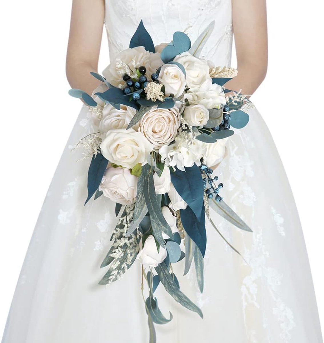 Bruidsboeket - Bruiloft bloemen - Bruiloft decoratie - Handmatige simulatie - Ronde vorm - Wit