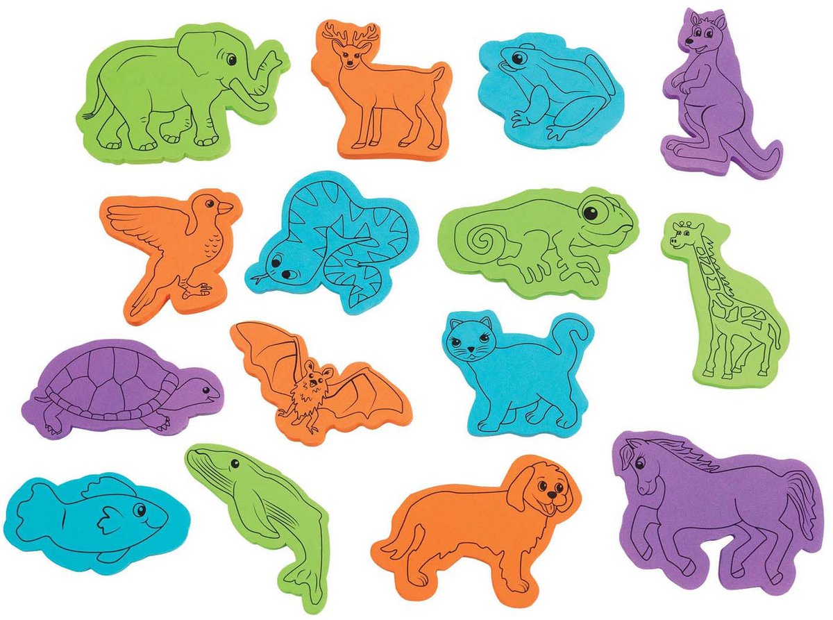 Colorations stempelset dieren skeletten educatief speelgoed 15 stuks.