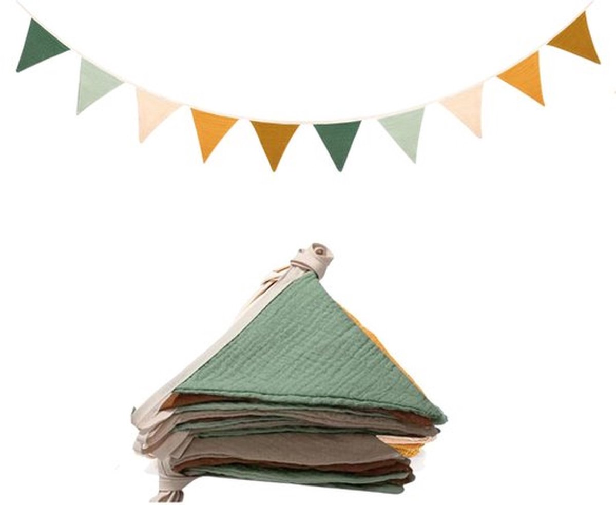 stoffen slingers, slingers voor de kinderkamer, slingers van mousselinekatoen, kleurrijke slingers voor kinderkamerfeestdecoratie, hangende slinger voor kinderkamerdecoratie, stijl A