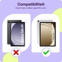 Vergelijking van tablethoes compatibiliteit: Galaxy Tab A9 met kruis, Galaxy Tab A9+ met vinkje