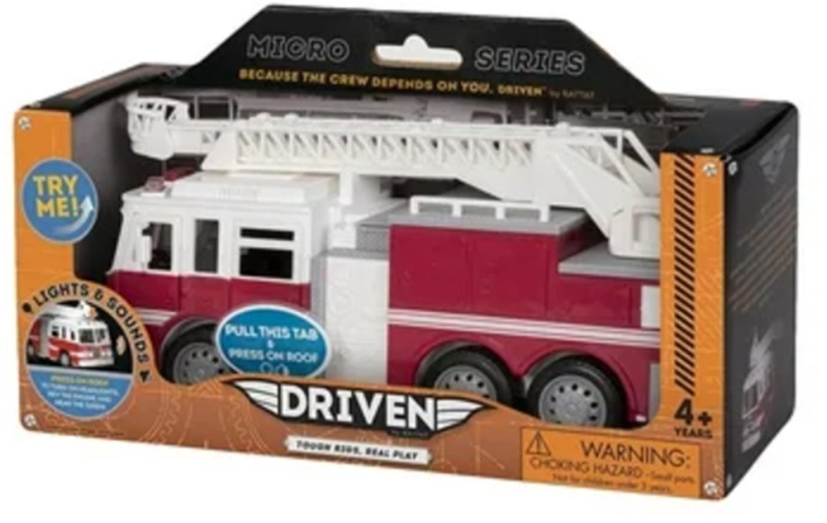 Micro Brandweerwagen met licht en geluid - Openslaande deuren - Uitschuifbare ladder - Speelgoedvoertuig - 17 x 7 x 8 cm