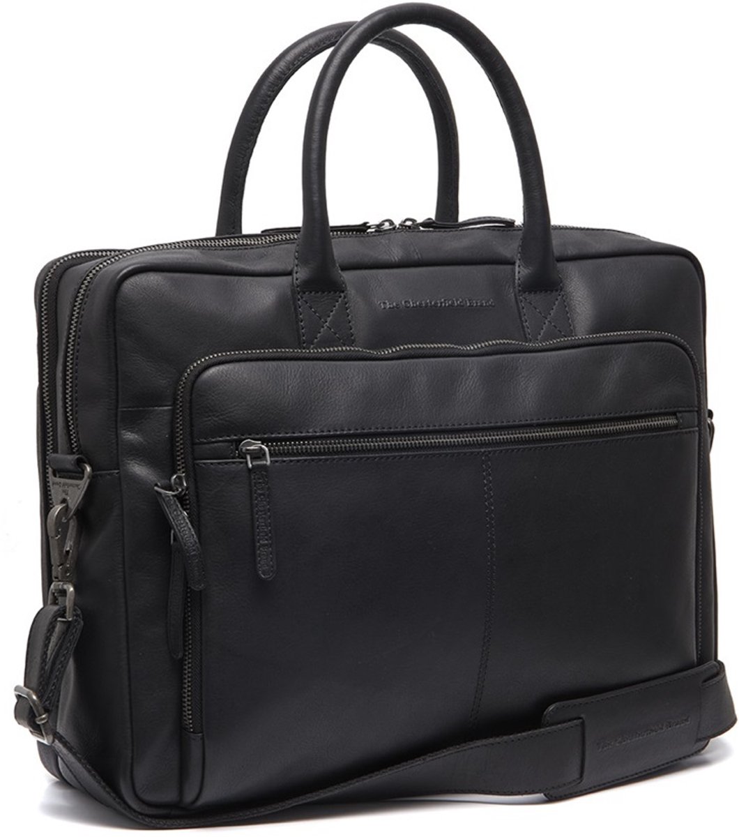 The Chesterfield Brand Tacama Waxed Pull Up Laptoptas - 15 inch - Zwart