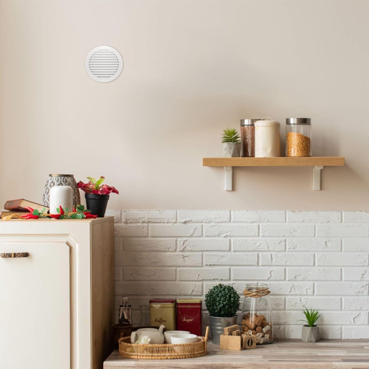 Ventilatorrooster Rond - Afzuigkap Rooster - Optimale Luchtcirculatie - Geïntegreerd Insectengaas - 120 mm Opening - Wit