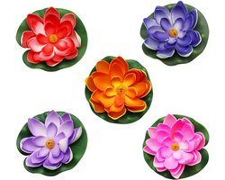 Cuhostki 6 Stuks Drijvende Kunst Lotusbloemen - Waterlelies Voor Vijver Tuin Zwembad Decoratie Rood Oranje Paars Blauw Roze EVA Materiaal