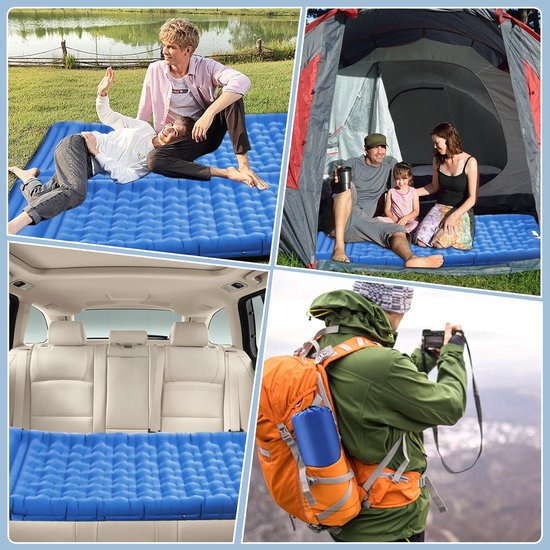 Zelfopblazende Slaapmat - Kampeer Matras - Buiten Slapen - 12cm Dik Ergonomisch - L195 x B66cm - Blauw — afbeelding 2