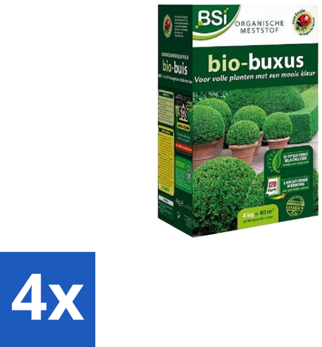 BSI – Bio Buxus Meststof – Sterke Groei & Diepgroene Bladeren – 1,25 kg (12,5 m²) - Voordeelverpakking - 4 stuks