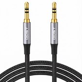 Qost - Aux Kabel 3.5 mm - Braided - Gold Plated - Jack Kabel 3-Pole - TRS - Male to Male - Spacegrey - 5 meter