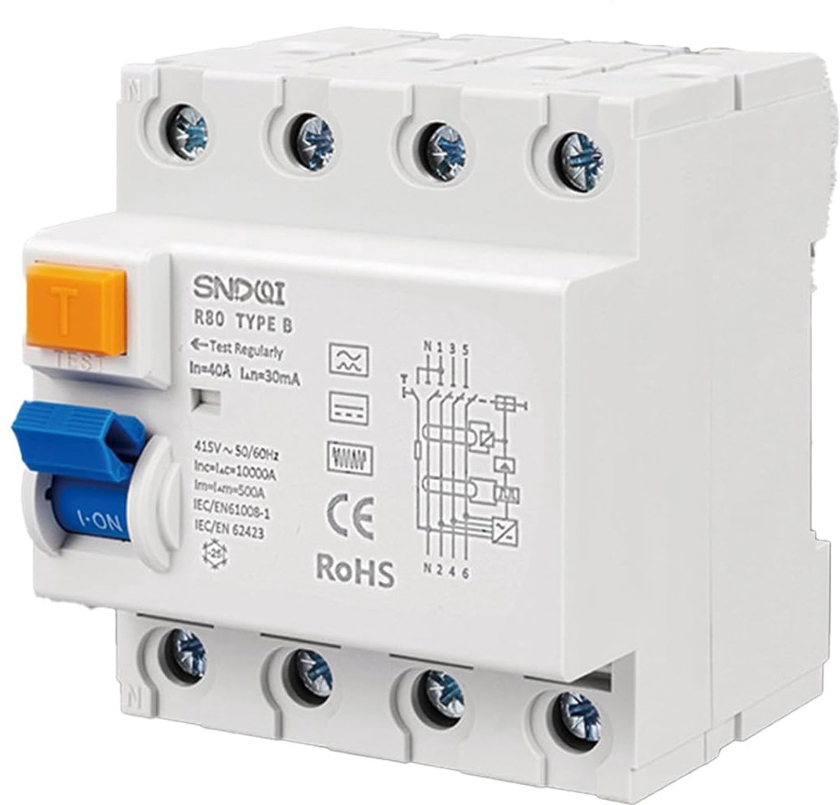 Aardlekschakelaar - FI Beschermingsschakelaar - Elektrische Beveiliging - Type B Allstroom - 63A 30mA 4-polig