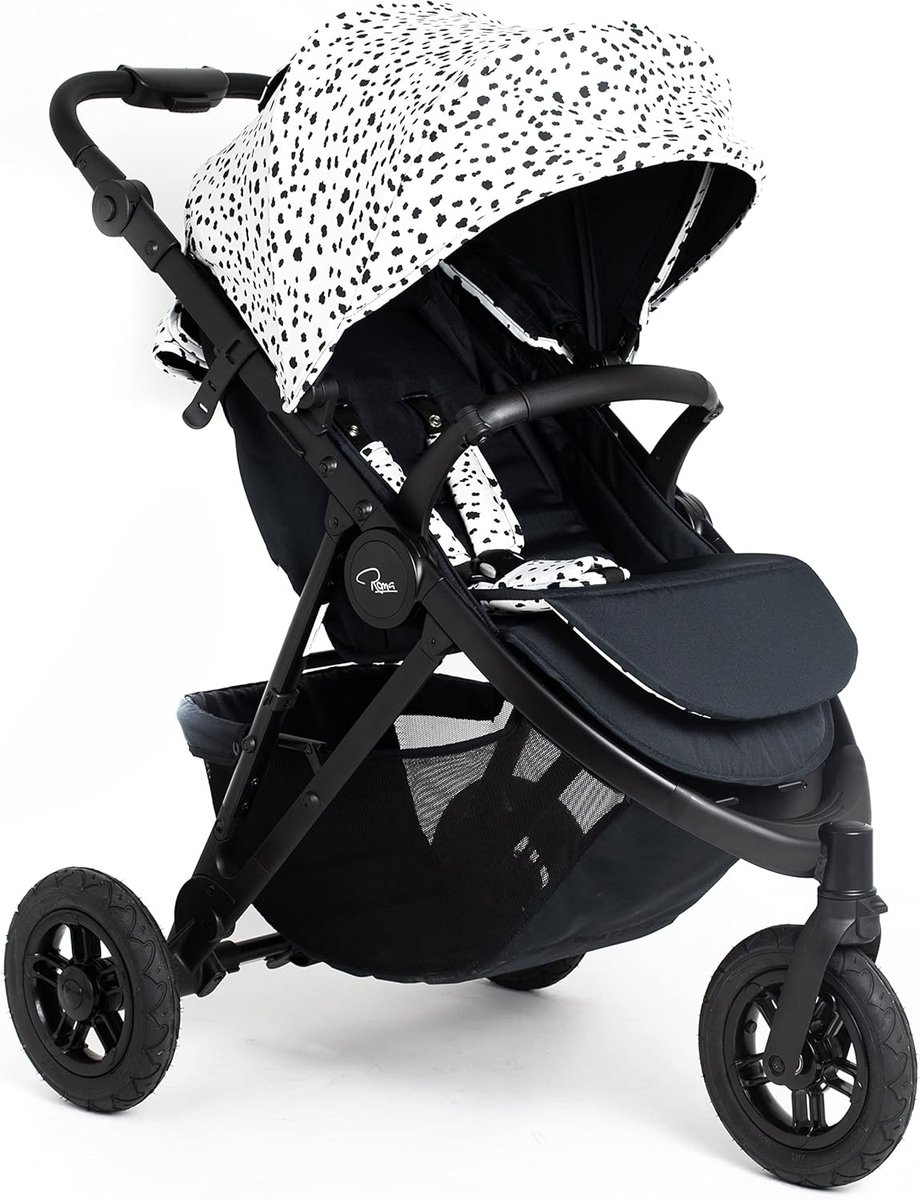 Kinderwagen driewieler - Compacte buggy - Onderweg met baby - Inklapbaar met één hand - 10 inch banden - Dalmatisch