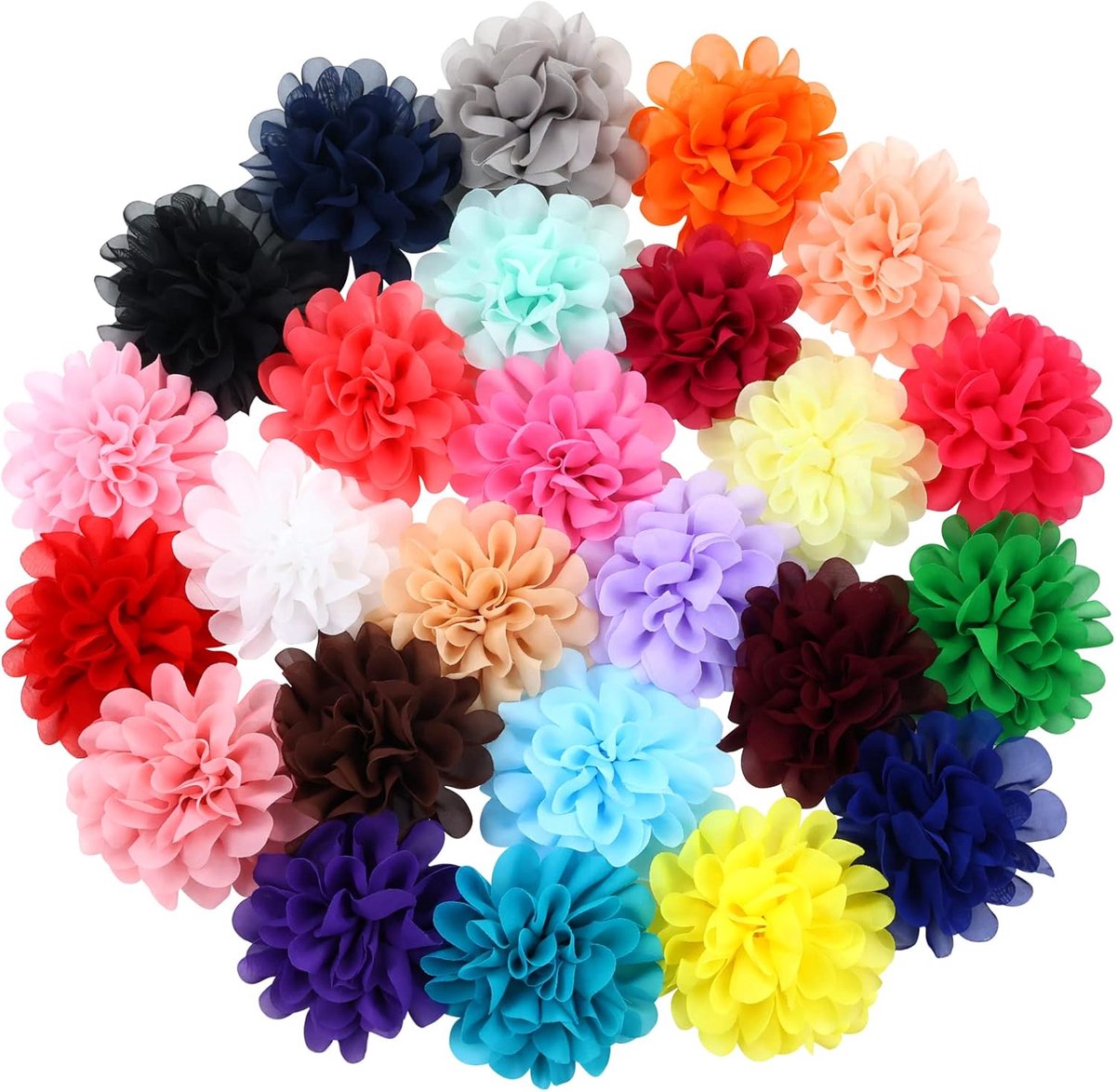 Chiffon Bloemen Haarspelden - Bloem Clips - Haar Decoratie - Grote Maat - 25 Stuks