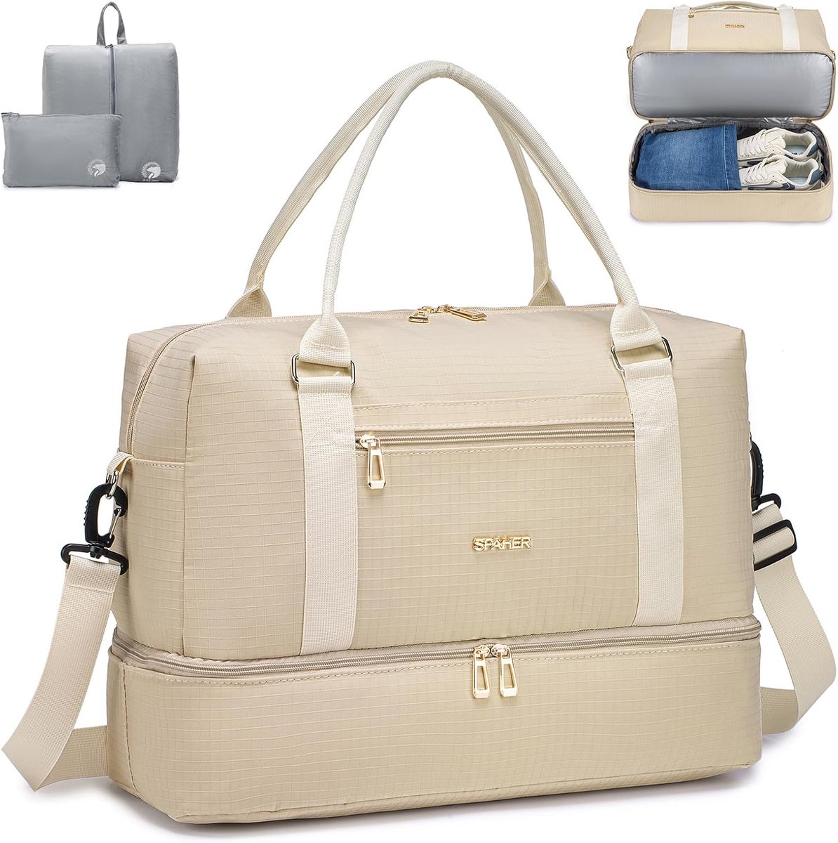 Reistas Duffle Bag - Sporttas Handbagage - Weekend Weg - Schoenenvak Waterdicht - 45x36x20cm