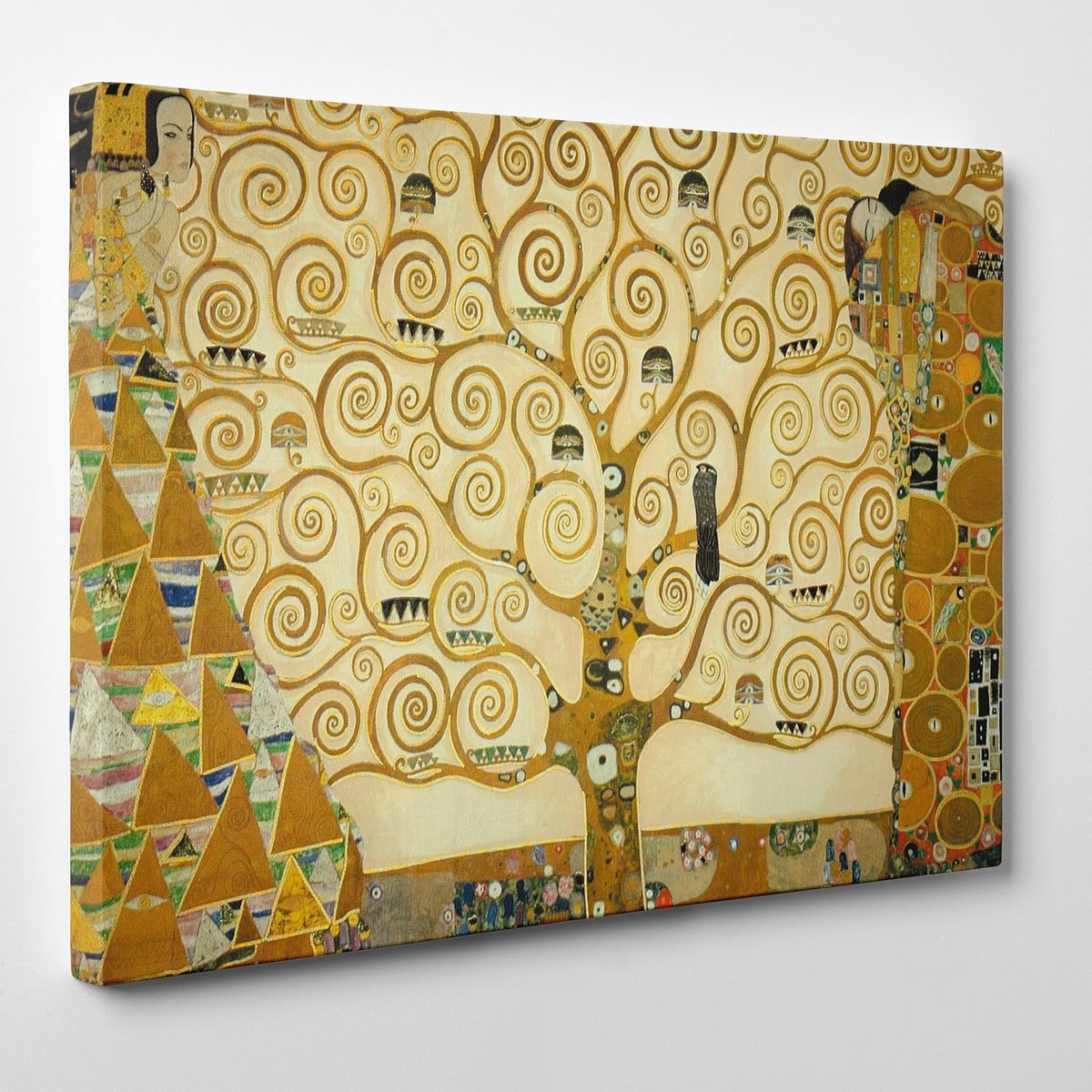 Canvas Afbeelding Levensboom - Klimt Kunstprint - Interieur Wanddecoratie - Handgemaakt in Italië - 30x40 cm - Meerkleurig