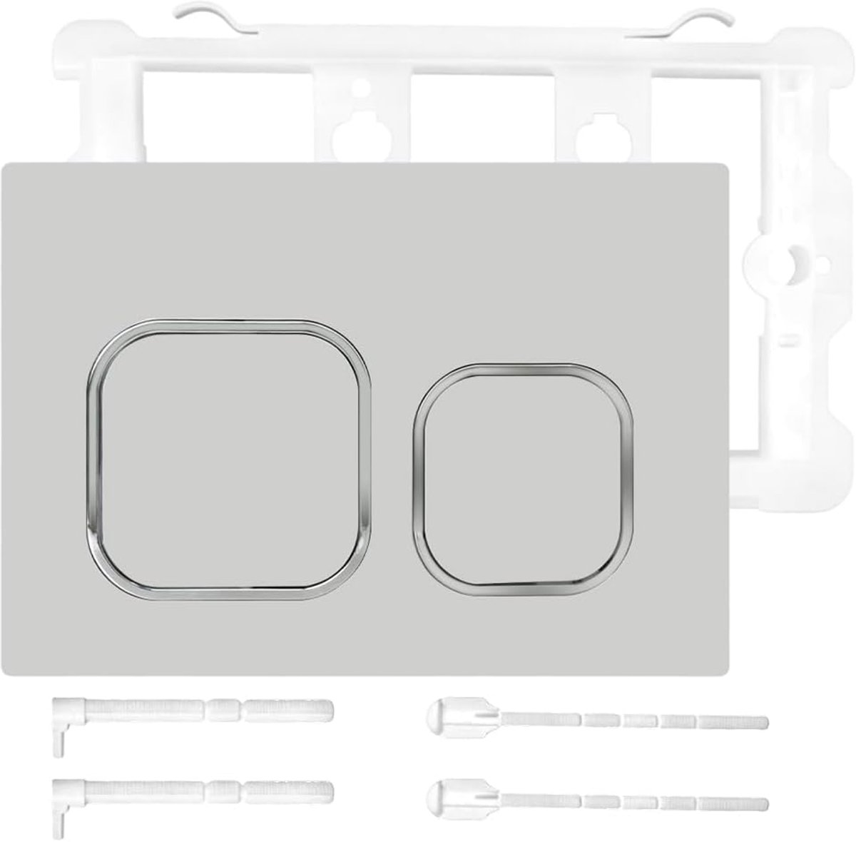 WC Drukplaat - Toilet Bedieningspaneel - Inbouwspoeling Toilet - Dubbele Spoeling Functie - 16 x 17 x 24 cm - Grijs