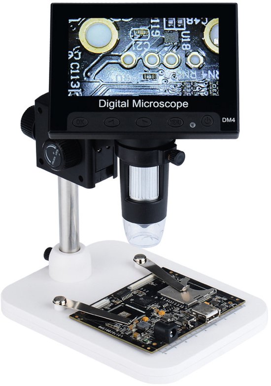 Foto: Digitale handheld microscoop 720p hd 8 led verlichting 4 3 inch display oplaadbare batterij voor munten sieraden en soldeerwerk