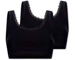 Uncover by Schiesser - 2PACK Bustier Cotton Lace - Dames - zwart