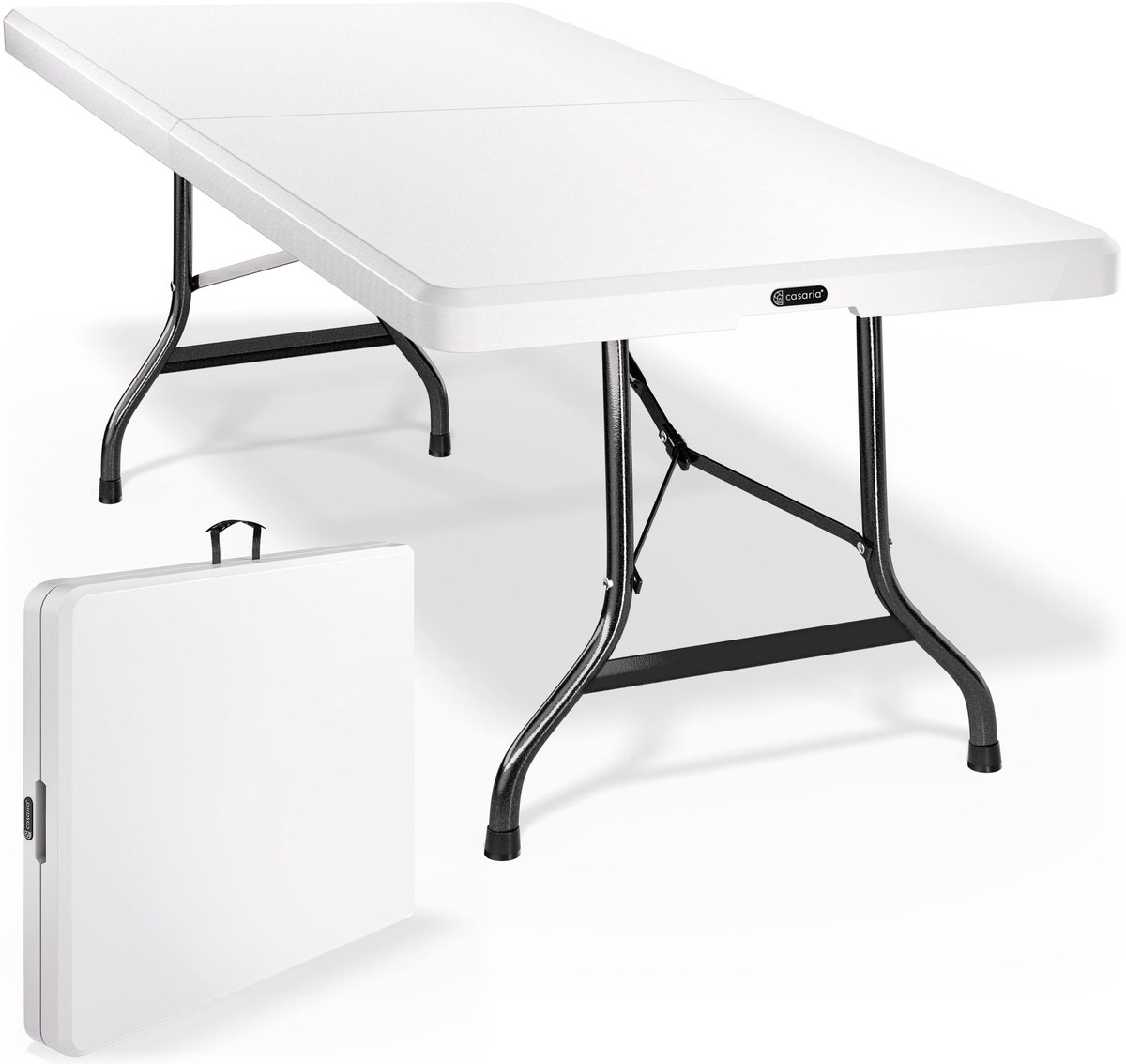 Casaria Klaptafel | Camping tafel | Tuintafel | Opvouwbare tafel | Wit | Kunststof | 183 x 76 x 74 cm