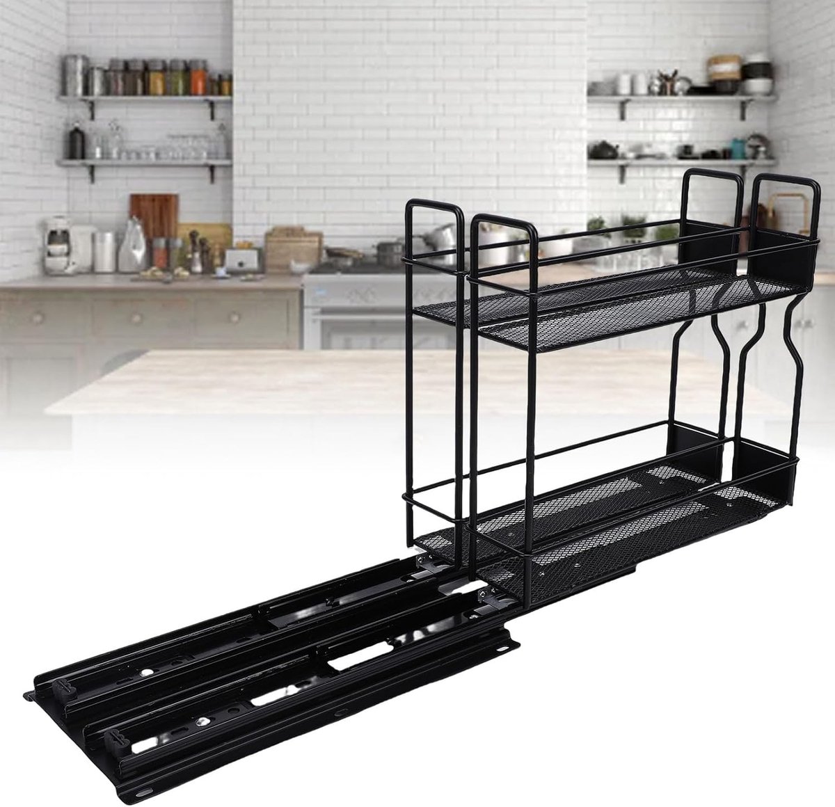 Uittrekbaar Kruidenrek - Kast Organizer - Keuken Opbergen - Soepele Glijrails - 10 Inch Breed