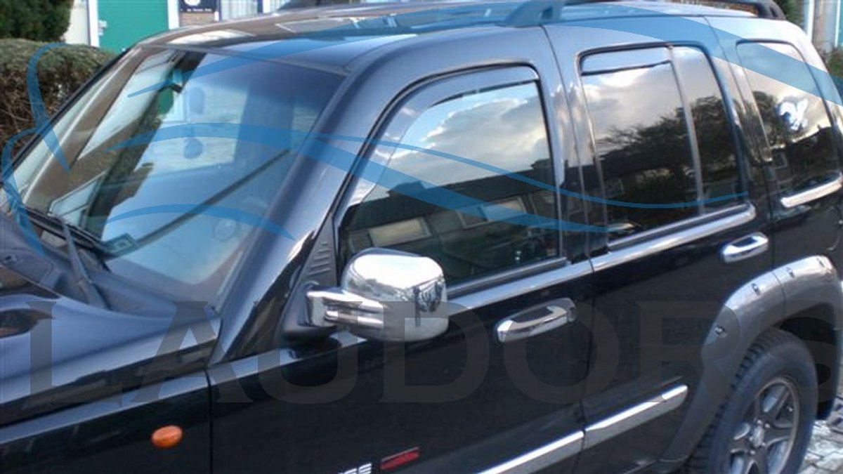 Jeep Cherokee KJ / Liberty zijwindschermen raamspoilers donker getint - 5 deurs model bouwjaar VANAF 2001-2006 - set a 4 stuks tbv voor & achterdeuren L+R