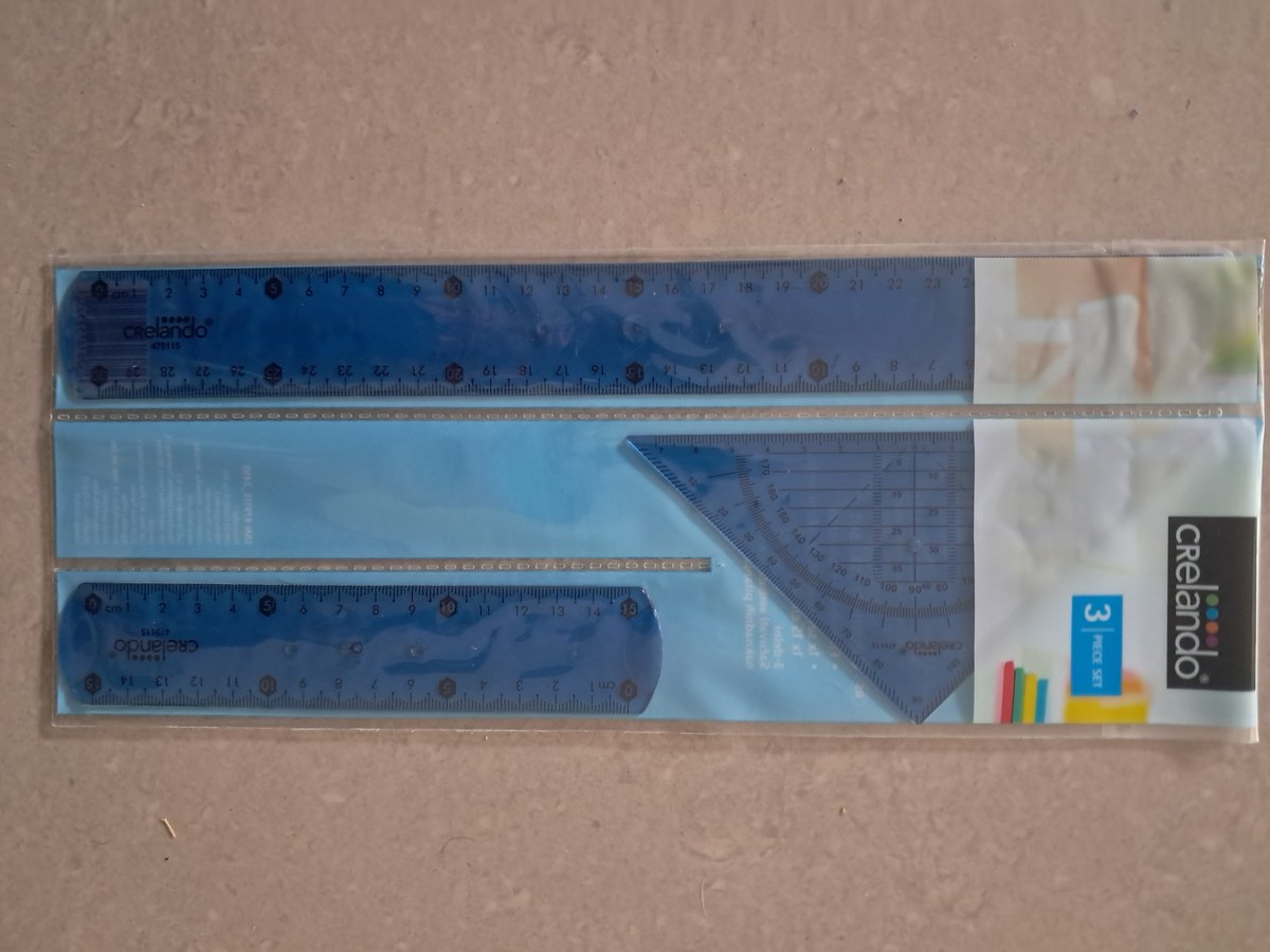 Crelando Geometrie set - 3-delig - Gradenboog - liniaal 30 cm - liniaal 15 cm