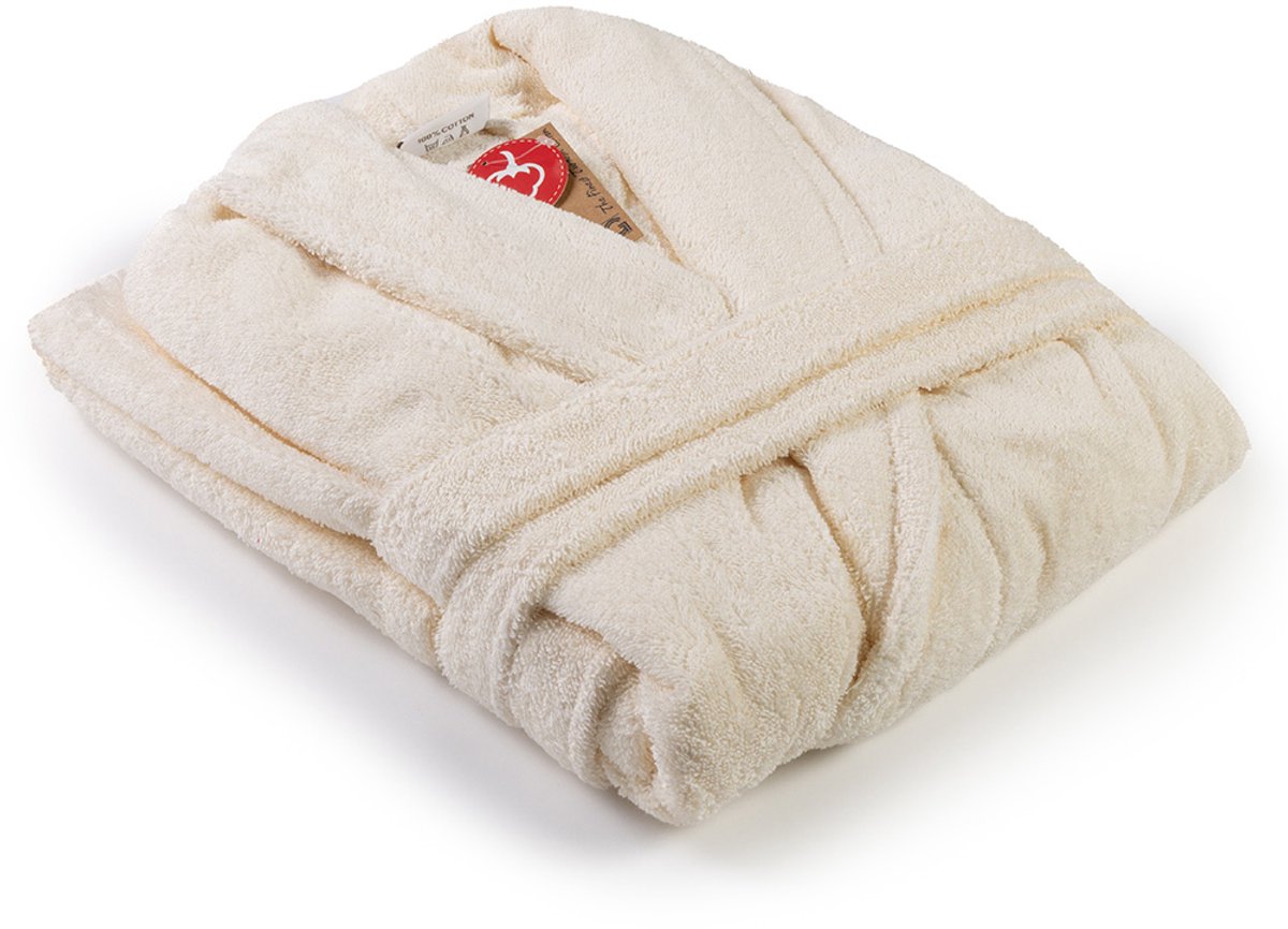 ARTG Robezz - Badjas Sjaalkraag - 100% Badstof Katoen - Creme - Ivoor - Ivory - (2XL)