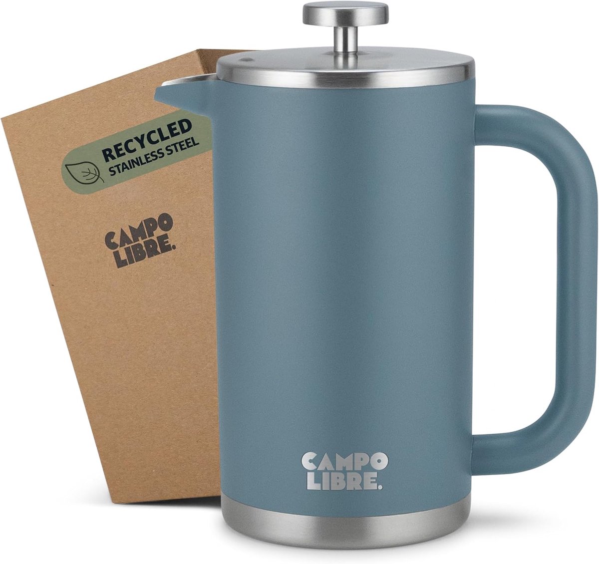 Koffiezetapparaat - Thermoskan Pers - Warme Koffie Genieten - Dubbelwandig Geïsoleerd - 1000ml - Blauw