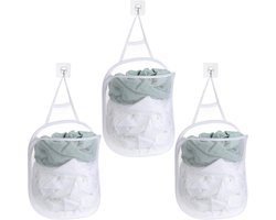Wasmand - wasmanden - wassorteerder - 3 stuks - opvouwbare wasmand - inklapbare wasmand - opvouwbare opbergmand - Organizer kleding - organizer kledingkast - camping wasmand - opvouwbare waszak - 30*18*40cm - Wit - reis wasmand