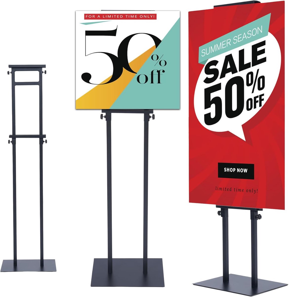Presentatie Stands - Display Borden - Reclame Promotie - Verstelbare Hoogte - 12-201 cm - Zwart