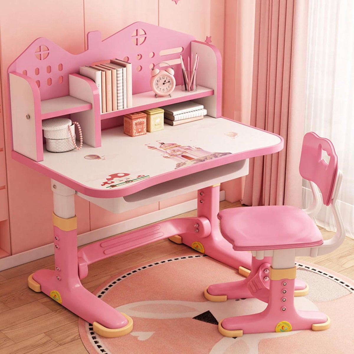 Bureau en stoel set - Studeerbureau kind - Kind studeren - In hoogte verstelbaar