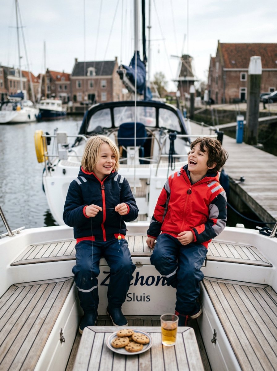 Ducksday - Omkeerbare jas - Kinderen - Unisex - Waterdicht - Donkerblauw - Winddicht - Rood - Blauw -Beide zijden waterdicht - maat 134/140 - 10 jaar