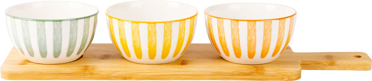 Cosy&Trendy Copa Aperoset - 4-delig - Bamboeplank met kommetjes