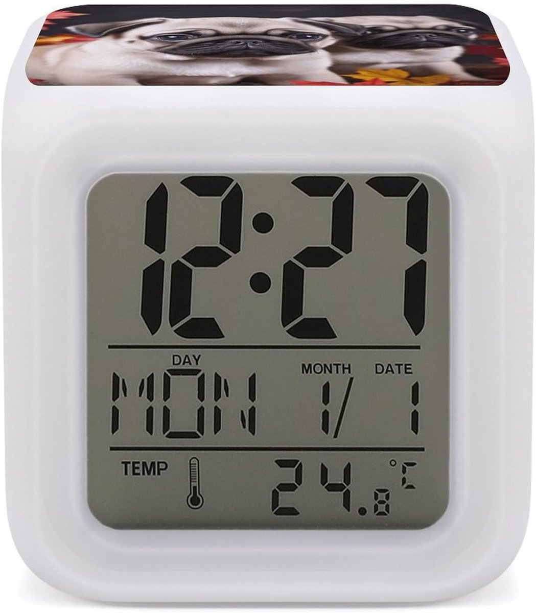 Digitale Wekker - Reiswekker Kubus - Nachtkastje Slaapkamer - Draadloos LED Display - 79 cm - Wit