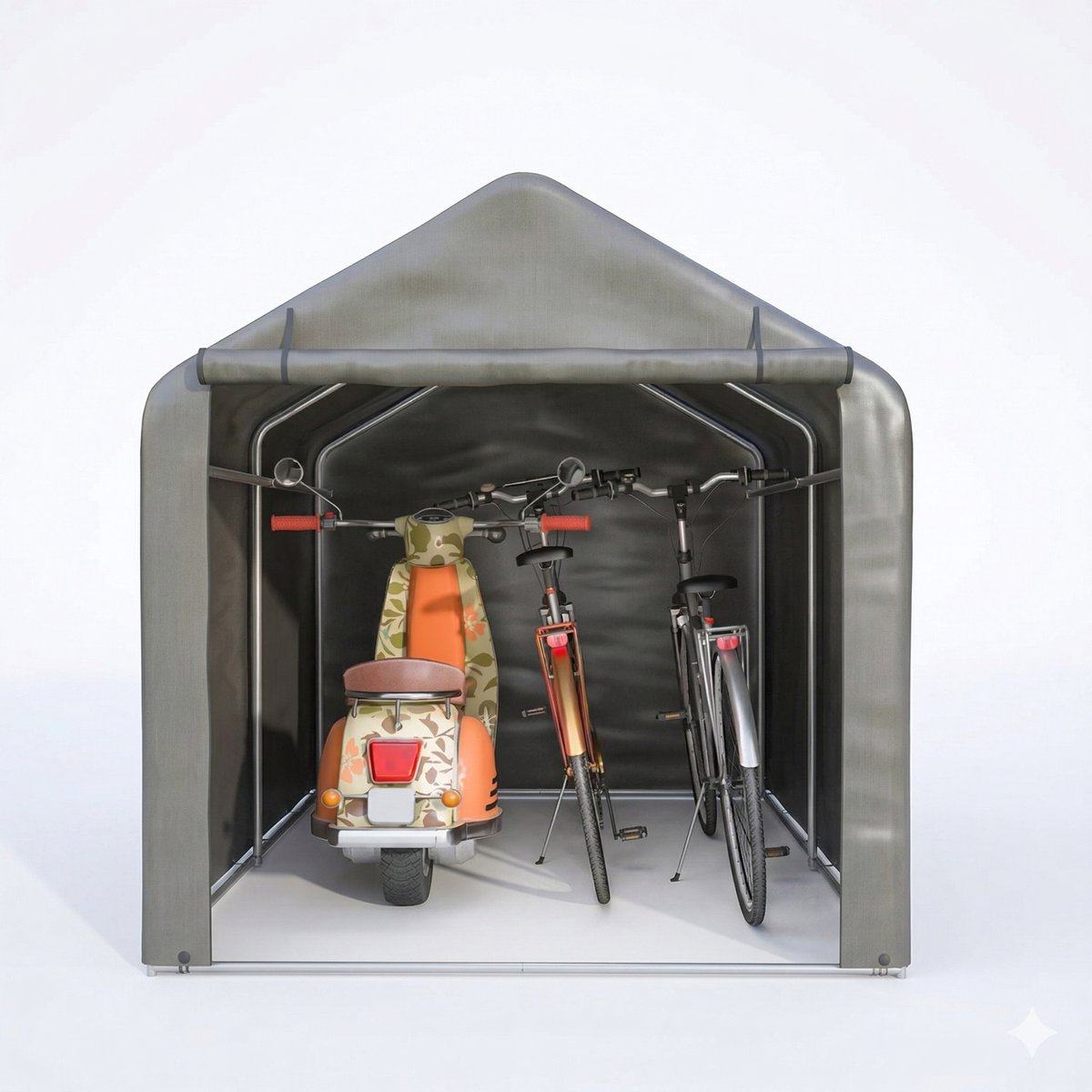 NordHaus Fietsenstalling - Fietsgarage - Gereedschapsschuur - Waterdicht PE - Roldeur - Stalen Frame - 220x160x165 cm
