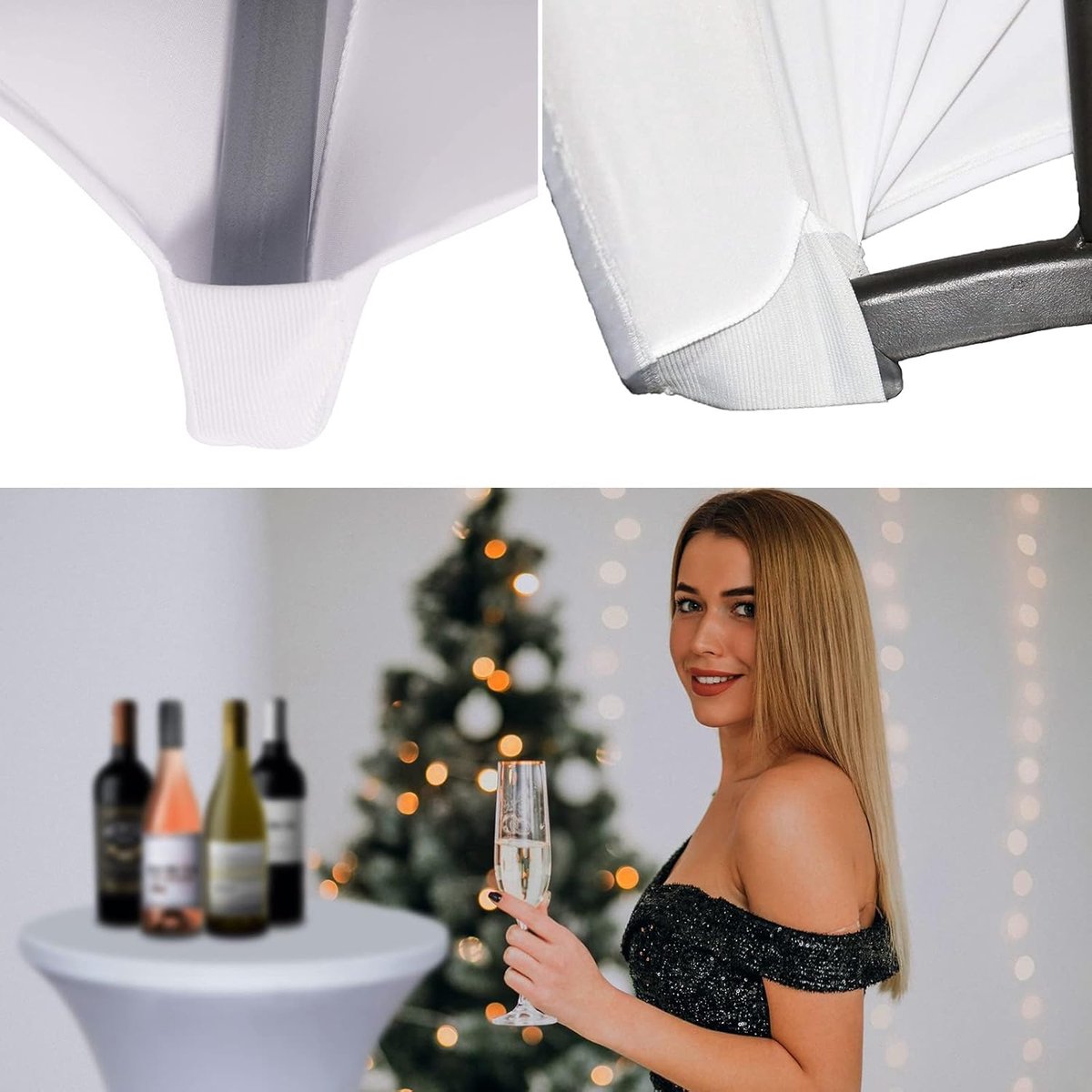 Tafelkleed Elastisch - Spandex Hoes - Feestelijke Decoratie - Vierkante Hoeken - 81x43 cm - Wit