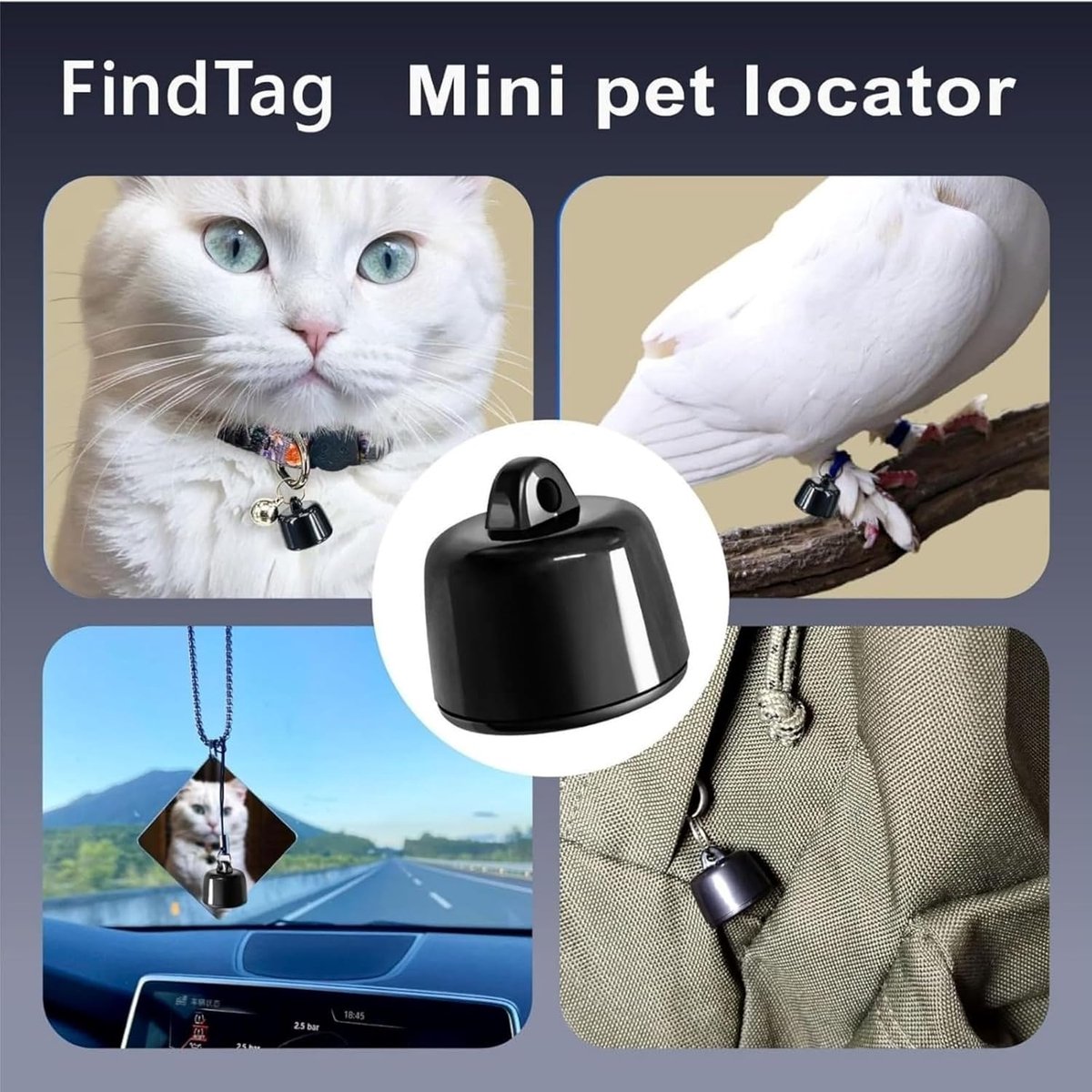 Mini GPS-tracker - Huisdier tracker - Huisdier lokaliseren - Wereldwijde tracking zonder kosten - Lichtgewicht ontwerp - Zwart