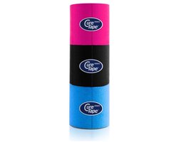 My CureTape® Sports - Kinesiotape - Pink, black en Blue met 3 rollen 5cm x 2,5m - Extra kleefkracht (kinesiotape, kinesiologie tape, fysiotape, sporttape) - ideaal voor sporters en het tapen van gewrichten