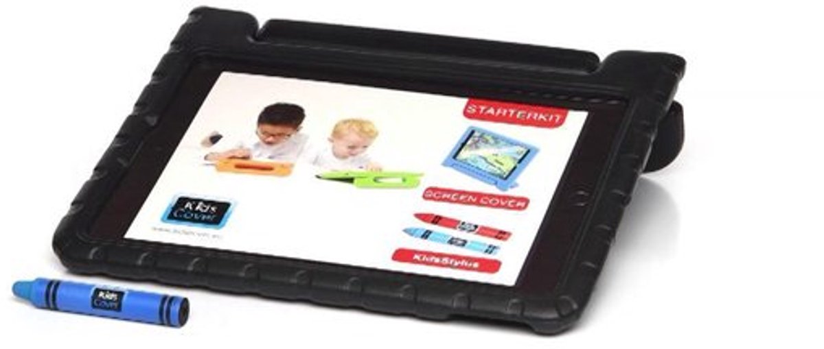 KidsCover iPad 10.2 kinderhoes zwart set - INCLUSIEF stylus & glazen screenprotector - hoes voor kinderen - kidsproof