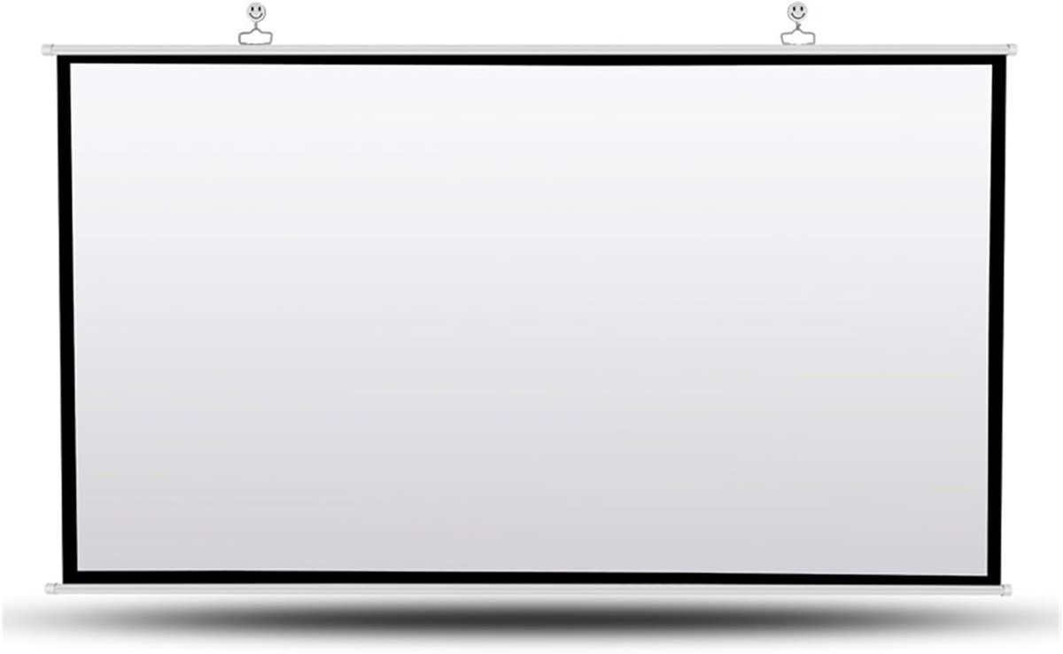 Projectiescherm - Beamer scherm - Thuisbioscoop - Wandophanghaak ontwerp - 100 inch 16:9 - Wit