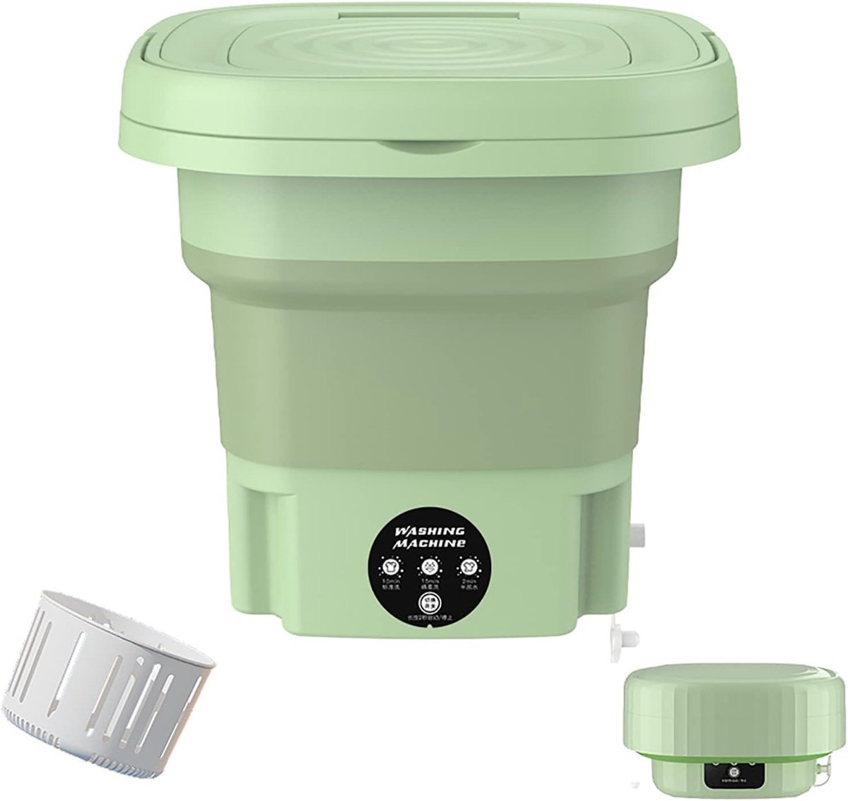 Draagbare Wasunit - Mini Wasmachine - Kamperen Thuis - Opvouwbaar Ontwerp - 12 Liter Capaciteit - Groen