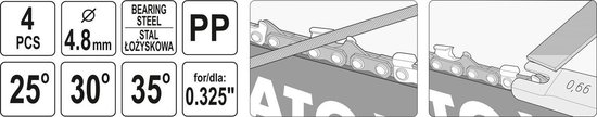 Yato YT-85042 - Kettingzaagslijper Set - 4.8mm Diameter - 0.325 Inch Ketting — afbeelding 3
