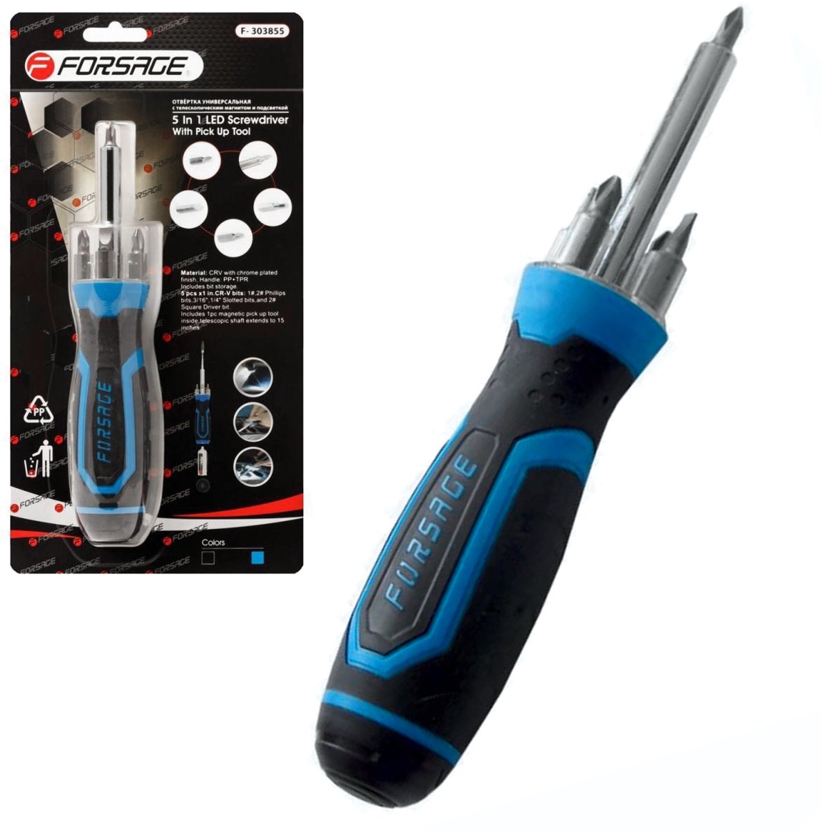 Universele Schroevendraaier 5-in-1 met LED en Magneet