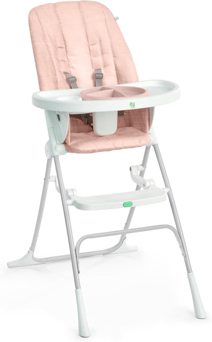 Kinderstoel Opvouwbaar - Eetstoel Baby - Veilig Eten - Drie Delig Bord - Compact Opvouwbaar - Roze